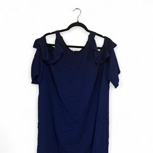 Umgee Navy Ruffle Off-Shoulder dress
